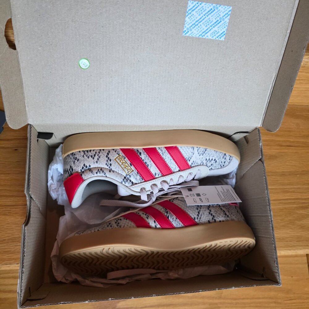 Adidas VL Court 3.0 Women Sneakers Beige Red Snakeskin Gum Sole JR8670 Size 7.5 - Picture 9 of 12